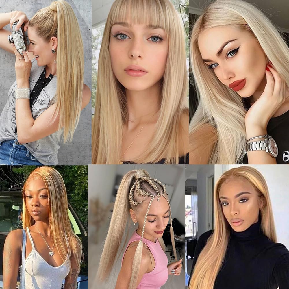 P27/613 Human Hair Bundles Honey Blonde Straight Bundles Brazilian Grade 8A Virgin Human Hair 3 Bundles 10 12 14 Inch P27/613 Straight Bundles Blonde Bundles 300g