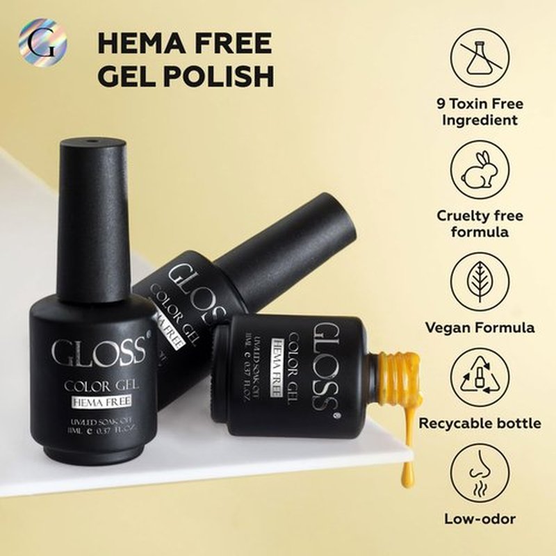 GLOSS Pastel Gel Nail Polish Set | 6 Pcs HEMA Free Gel Polish with White, Light Grey, Grey, Butter, Light Yellow, Milky White, UV LED Gel Polish, Soak off Home Manicure Salon Gifts for Women