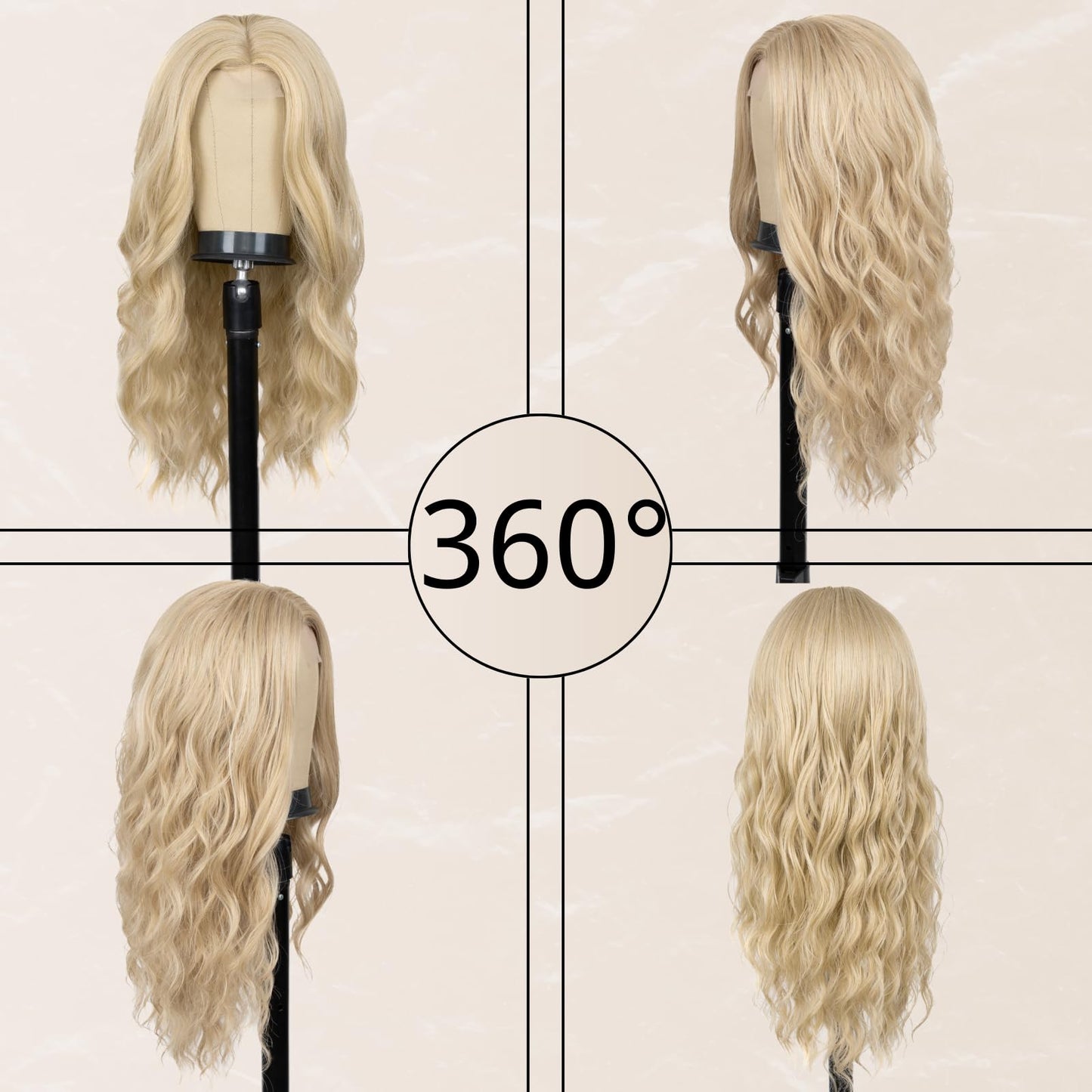 Long Blonde Wig for Women 26 Inch Middle Part Wavy Women Charming Wigs Realistic Natural Looking Synthetic Heat Resistant Fiber Hair for Daily Party Use