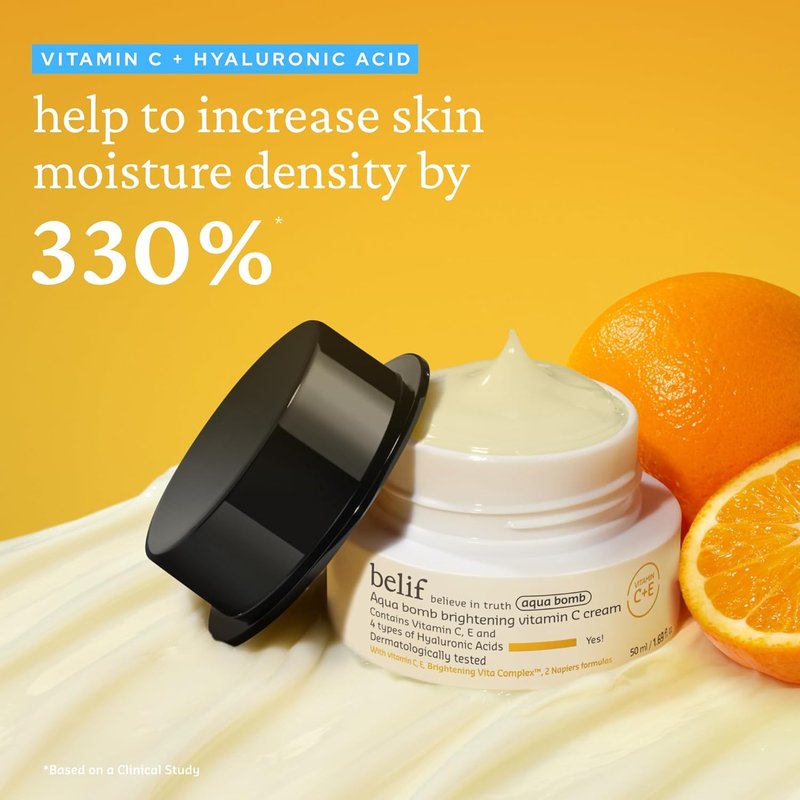 Belif Aqua Bomb Vitamin C Face Cream - Intense Hydration with Hyaluronic Acid & Vitamins | All Skin Types
