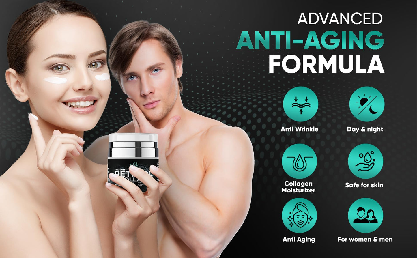 ATN Cosmetics Retinol Cream for Face & Neck, Collagen Moisturizer, Day & Night Cream for Women & Men, Anti Aging, Wrinkle Cream with Hyaluronic Acid, Made in USA