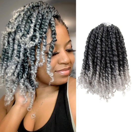 VIOLET Passion Twist Crochet Hair 6 Inch 9 Packs Passion Twist Hair Pre-twisted Crochet Hair for Black Women（TGray, 6 Inch, 9 Packs）