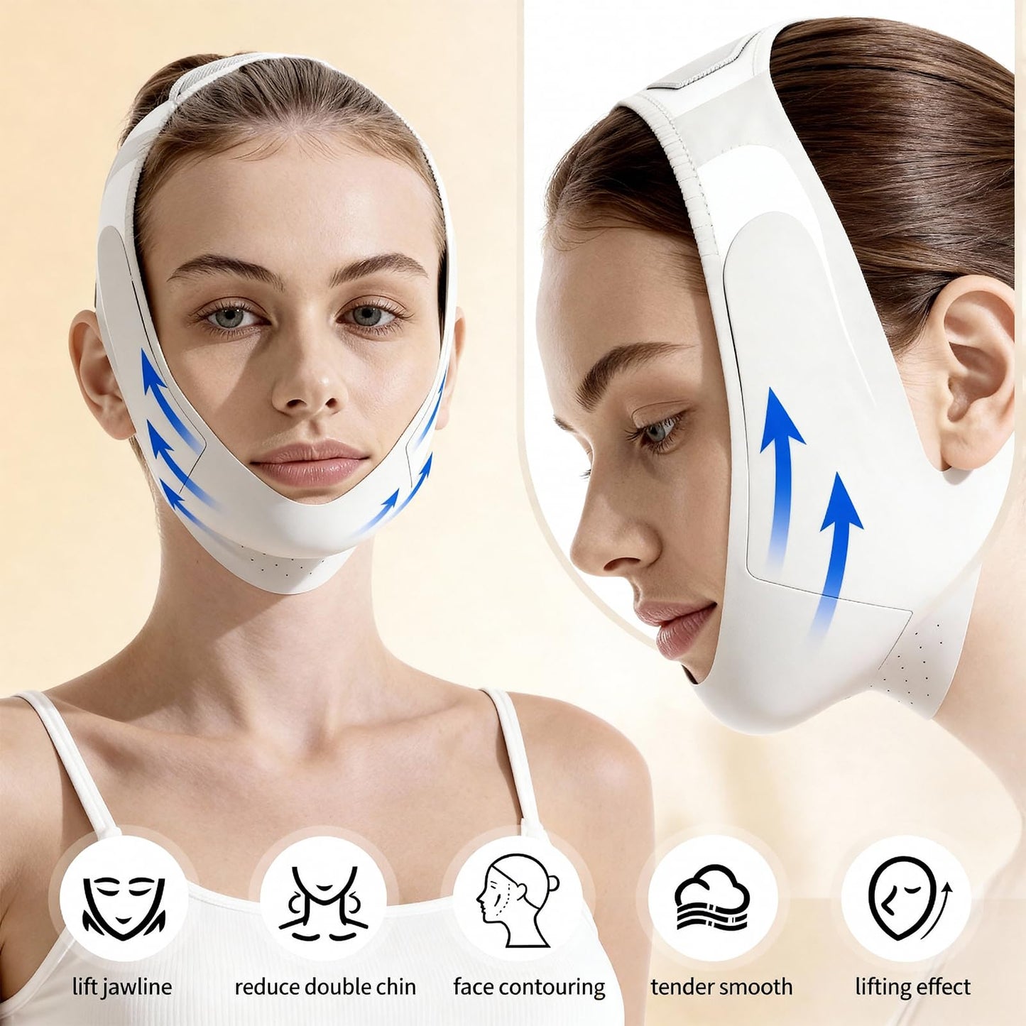 2PCS Jawline Exerciser,and Jaw Exerciser with Chin Strap, Face Belt Set, Adjustable Design to Help Lift Jawline,Reusable Jawline Shaper for Women and Men