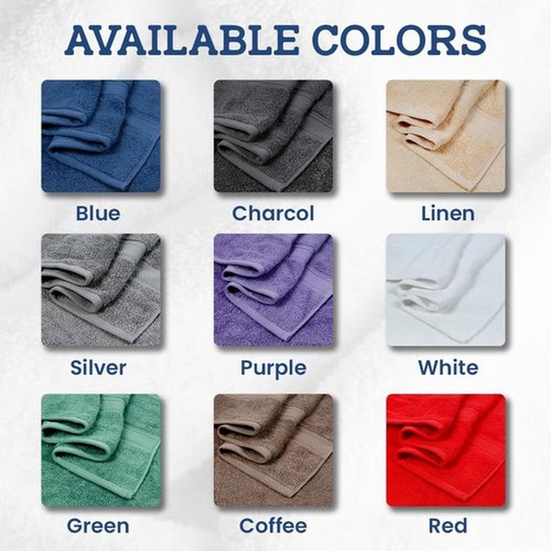 Casa Lino 4 Pack Bath Towels (27x54), 100% Pure Cotton, Luxury Bath Towels, Lightweight & Highly Absorbent, Quick Drying Towels for Bathroom, for Daily Use Bathroom, Brown