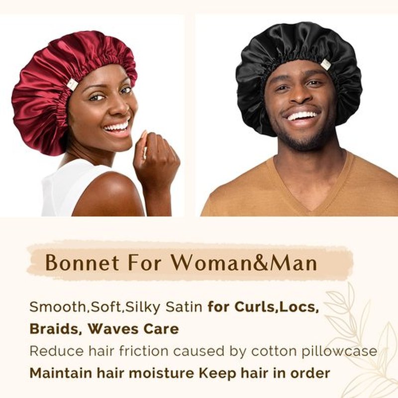 YANIBEST Silk Bonnet Satin Bonnet for Sleeping Women and Men, Adjustable Double Layer Hair Bonnet for Curly Braids Hair