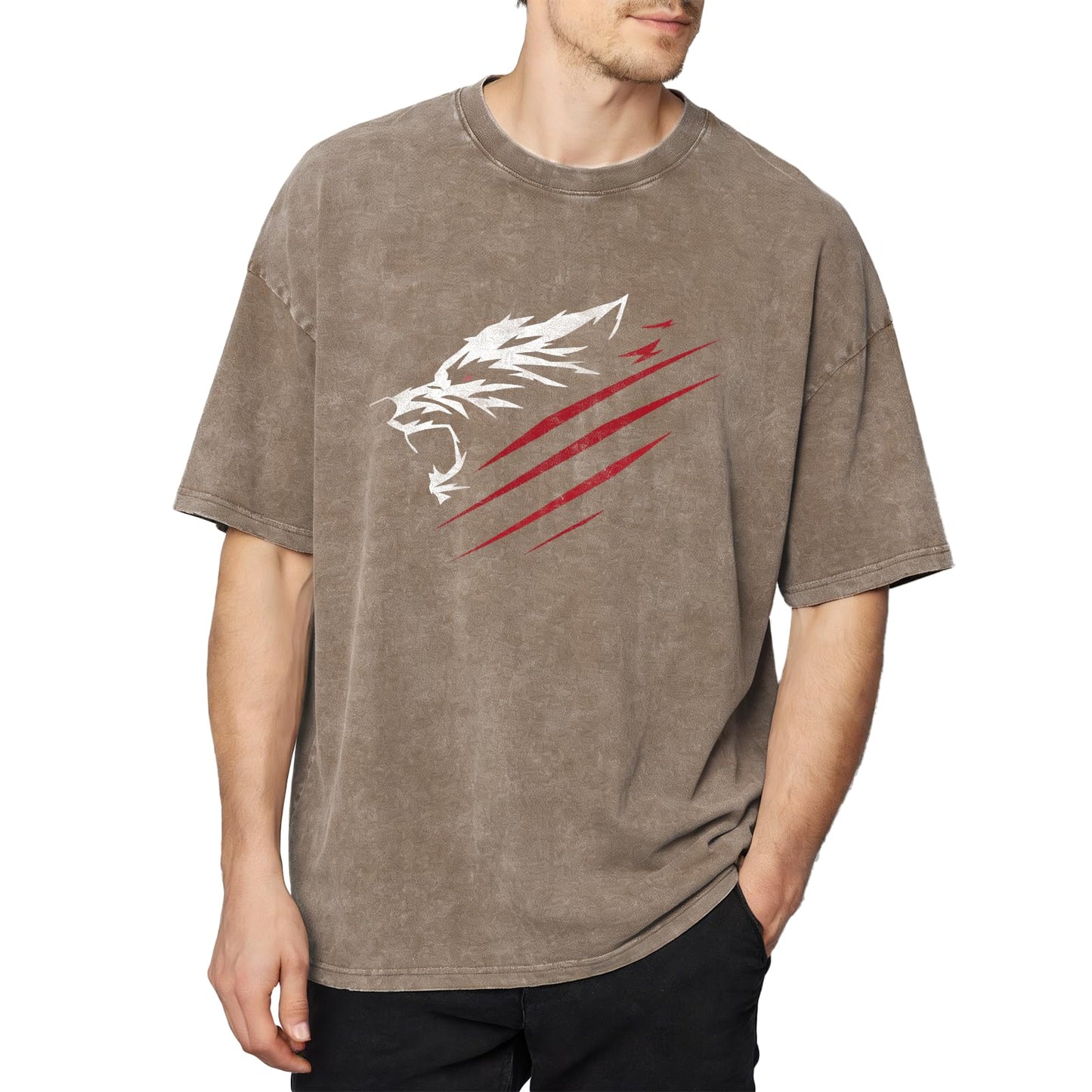 domirica Comfortable Shirts for Men Solid Brown 100% Cotton Acid Washed Mens Graphic Tee Baggy Oversized 2026 Summer Gym Beach Men Clothes,2XL