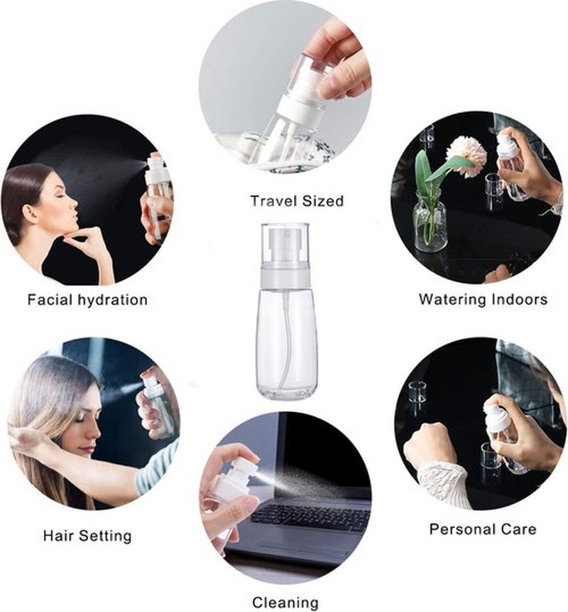 TOSERSPBE Empty Fine Mist Spray Bottles 2oz Small Travel Perfume Atomizer for Essential oil Perfume Hair Makeup 10 Pack