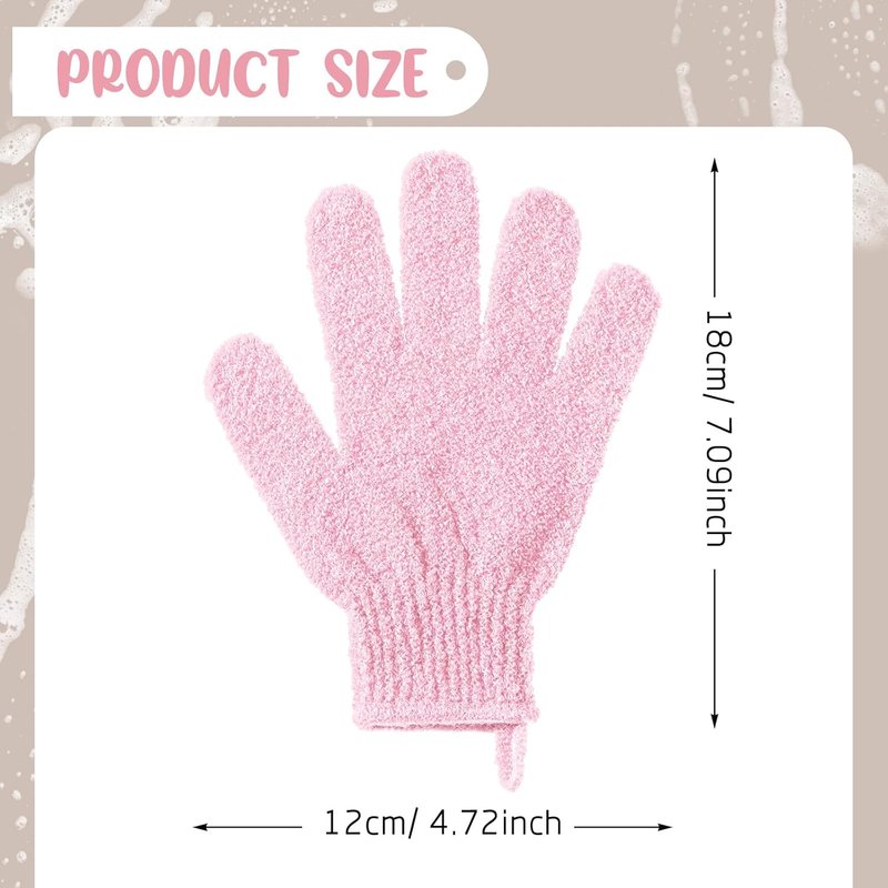 Exfoliating Shower Gloves - 104 Pcs Body Scrubber Set for Men & Women | Pink with Hanging Loop