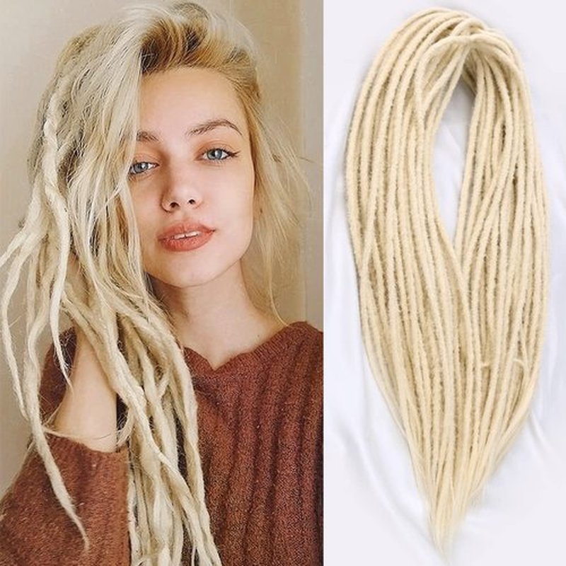 DAIRESS 24 Inch Straight Double Ended Dreadlock Extensions Synthetic Dreads10strands/pack Synthetic Braids Thin 0.6cm Soft Handmade Reggae Hair Hip-Hop Style Dread Extensions Locks Hair(613）