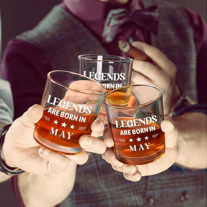 Legends Are Born In May Whiskey Glass - 10 Oz Birthday Gift for Men | Perfect for 40th, 50th, 60th Celebrations