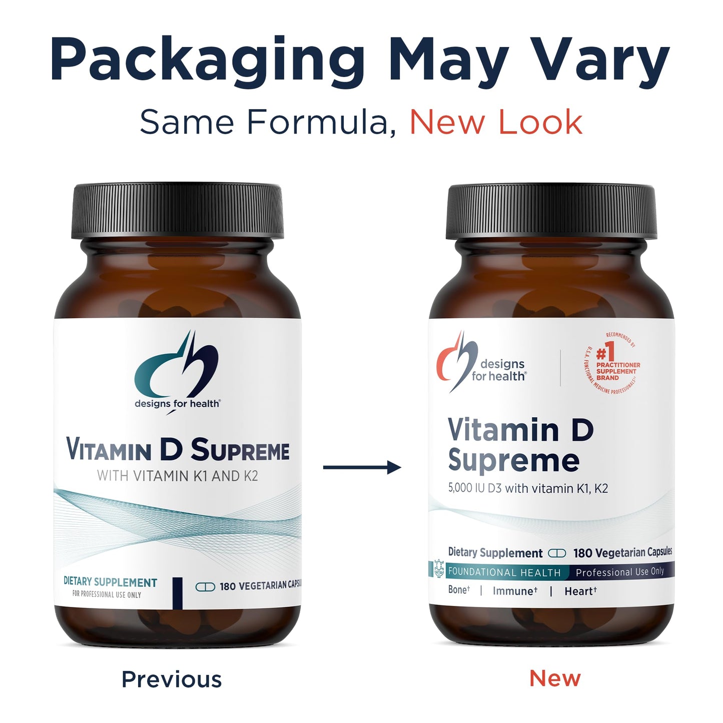 Designs for Health Vitamin D Supreme - Vitamin D 5000 IU with 2000mcg Vitamin K as MK4 for Bone Health, Heart Health, Mood & Immune Support - Vitamin D3 Enhanced with GG Supplement (180 Capsules)