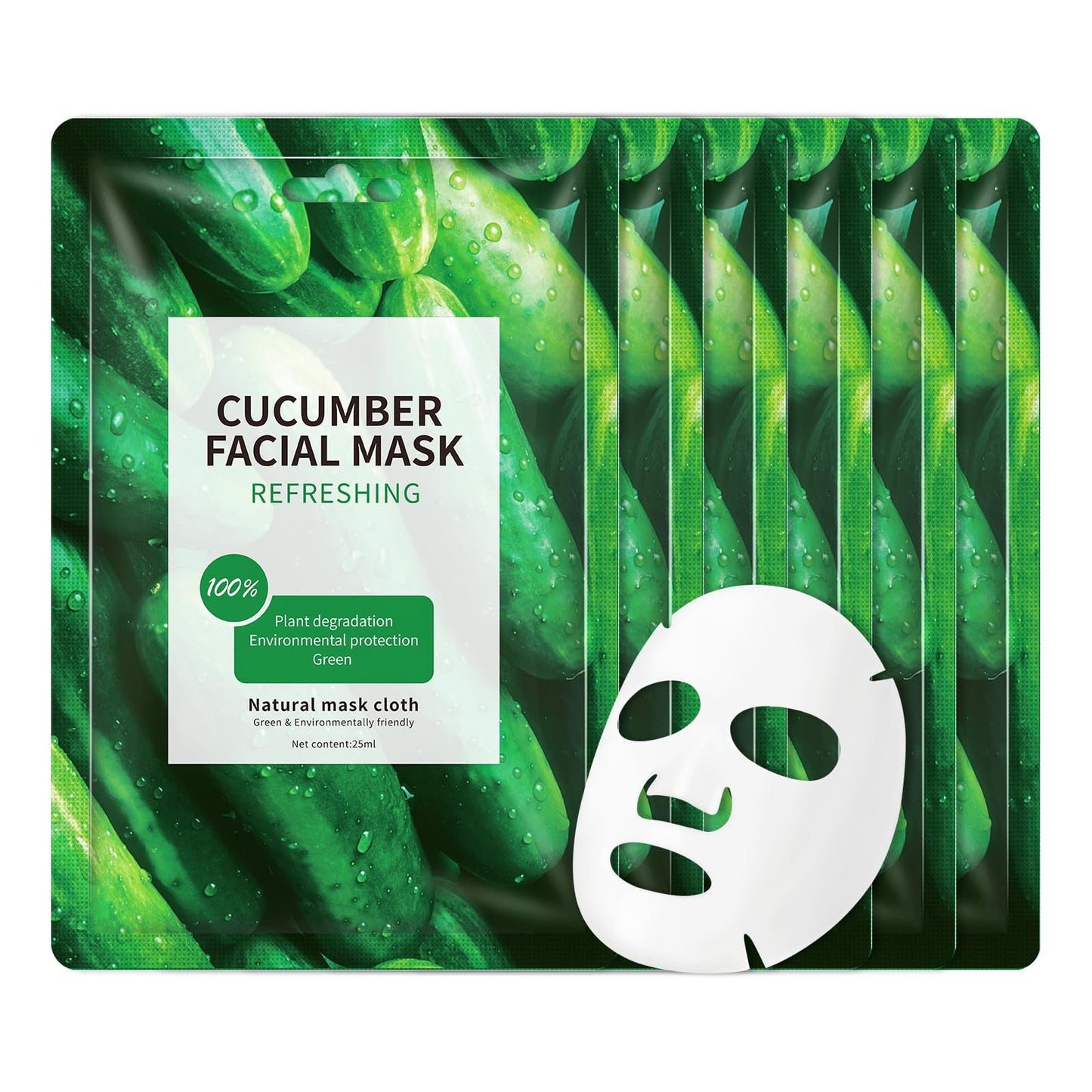 OUPEICHARM Cucumber Face Masks Sheet for Women,Moisturizes Facial Masks Oil Control,Hydrates, Soothes,Home Spa Facial Sheet Mask For All The Skin（6Pack）