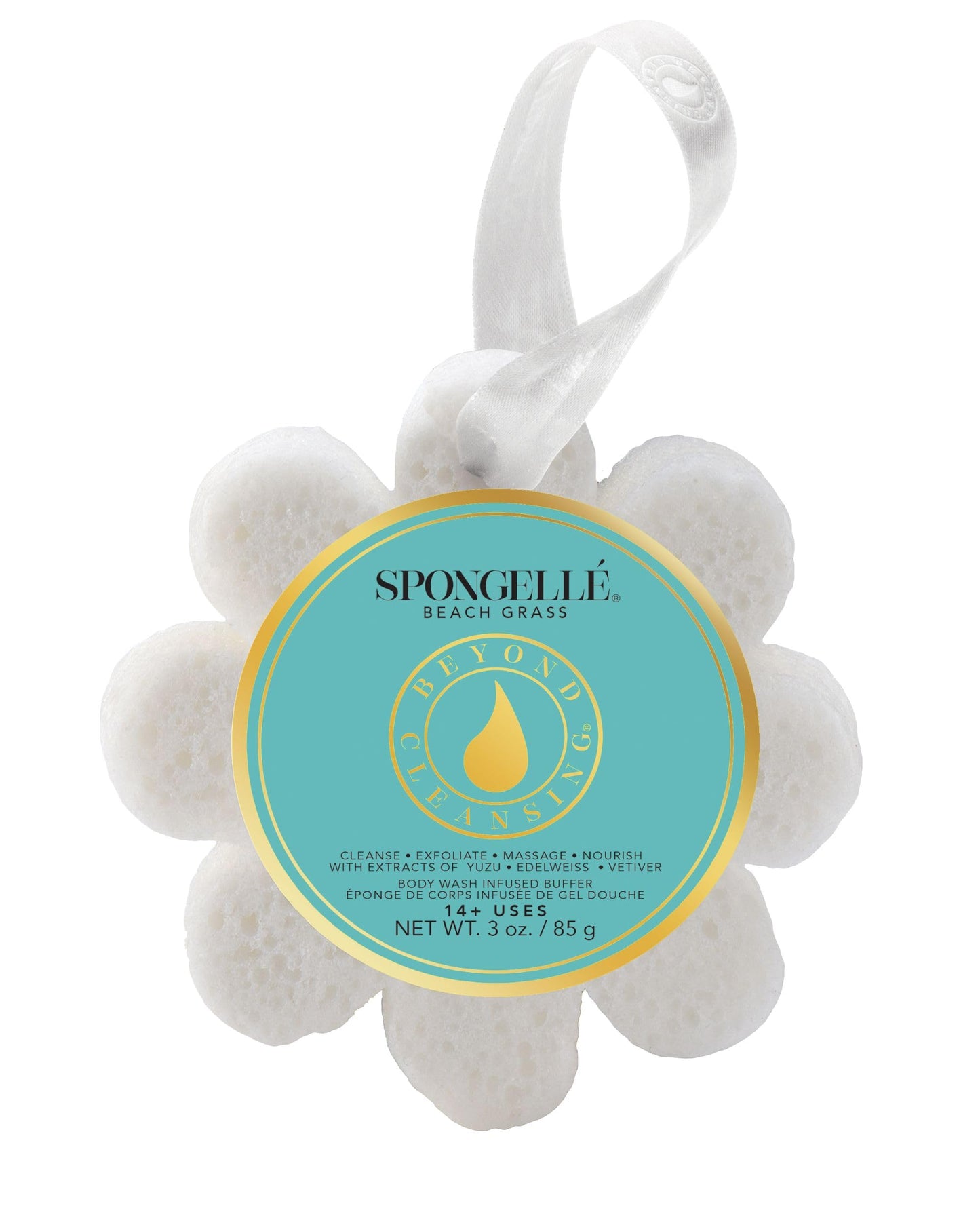 Spongellé Beach Grass Wild Flower Bath Sponge | Built-in Body Wash & Body Scrubber, Shower Loofah Sponge for Women | 14+ uses
