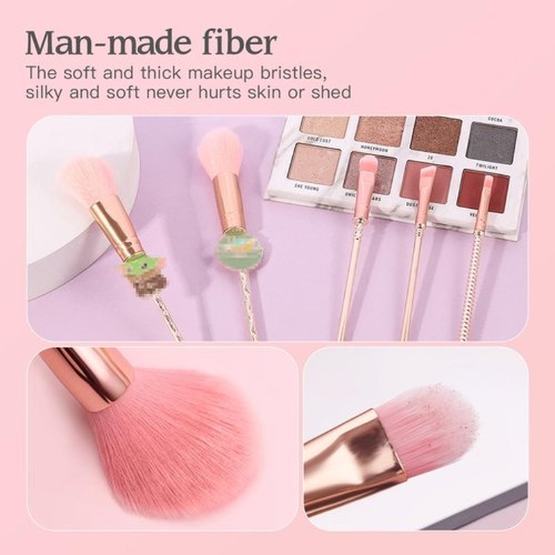 5PCS Star Baby Makeup Brushes,WeChip Premium Metal Handle Anime Brushes Foundation Blush Eye Shadows Face Powder Brush for Women Girls