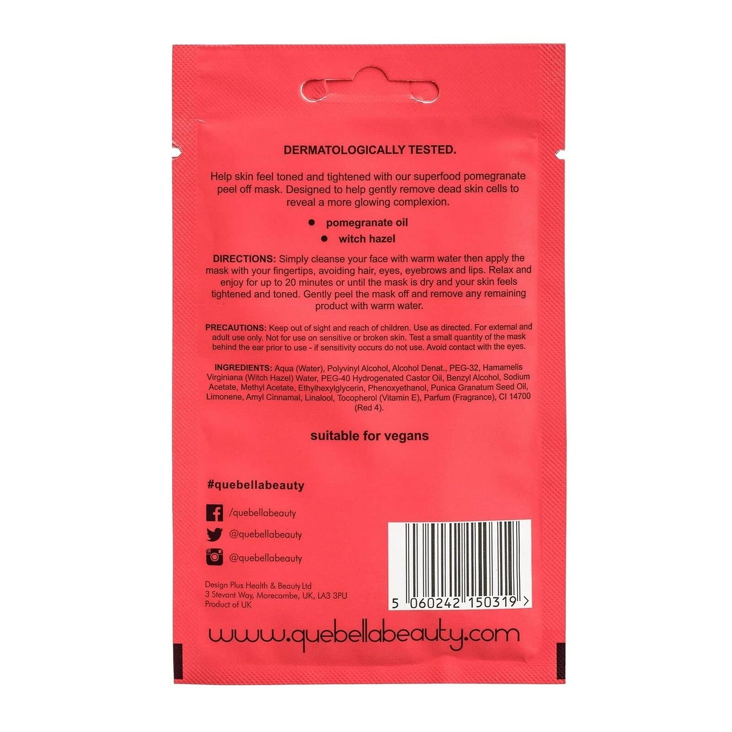 Que Bella Travel Size Refreshing Pomegranate Peel-Off Mask 0.5 fl. oz.