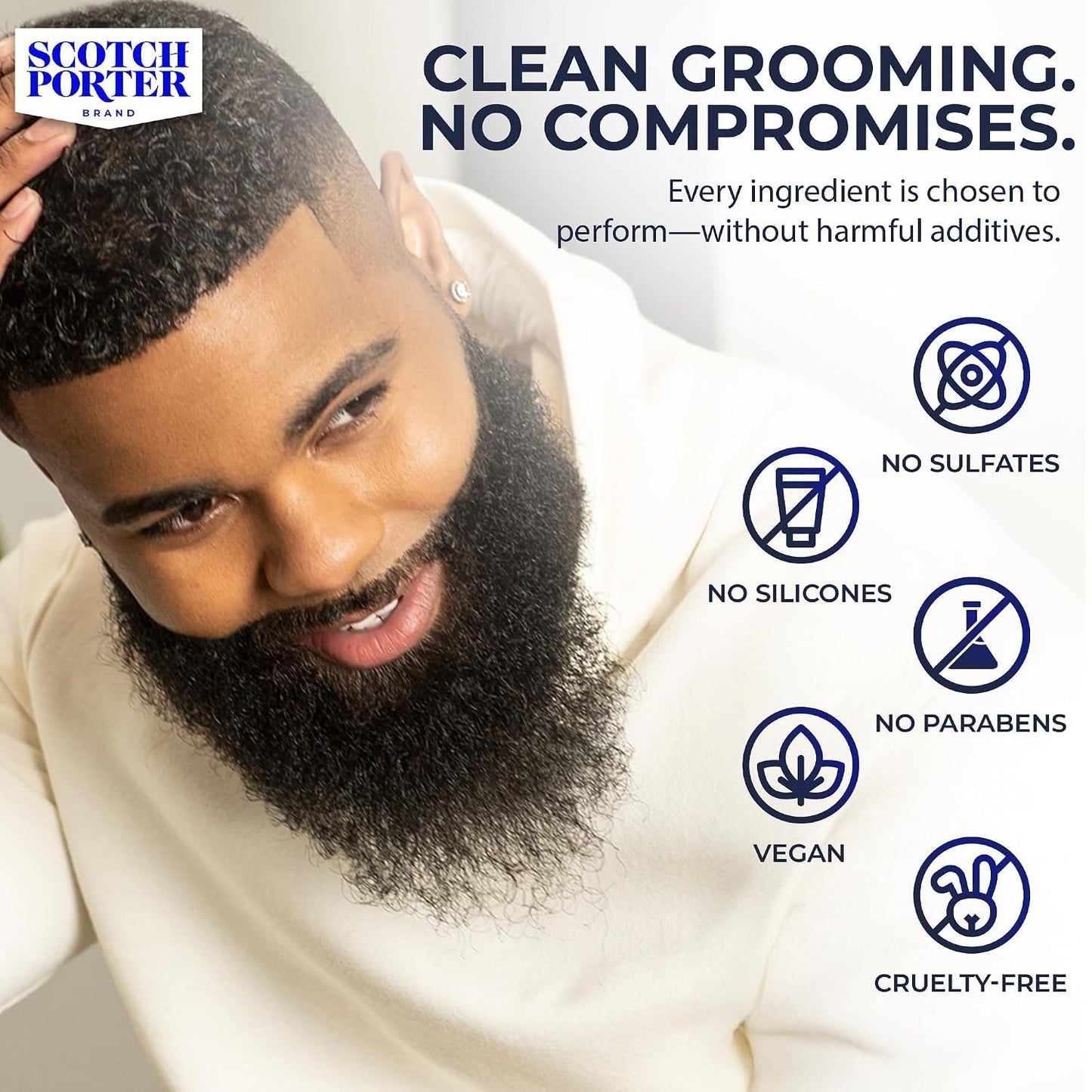 Scotch Porter Moisturizing Beard Wash for Men | Cleanses, Softens & Hydrates for Healthier Beard | Free of Parabens, Sulfates & Silicones | Miami Duppy Scent | Vegan | 8oz