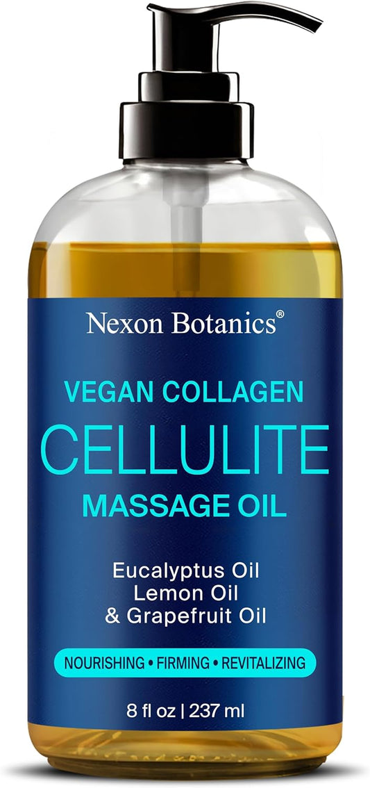 Anti-Cellulite Massage Oil - Natural Vegan Collagen & Stem Cells for Relaxation | 8 fl oz