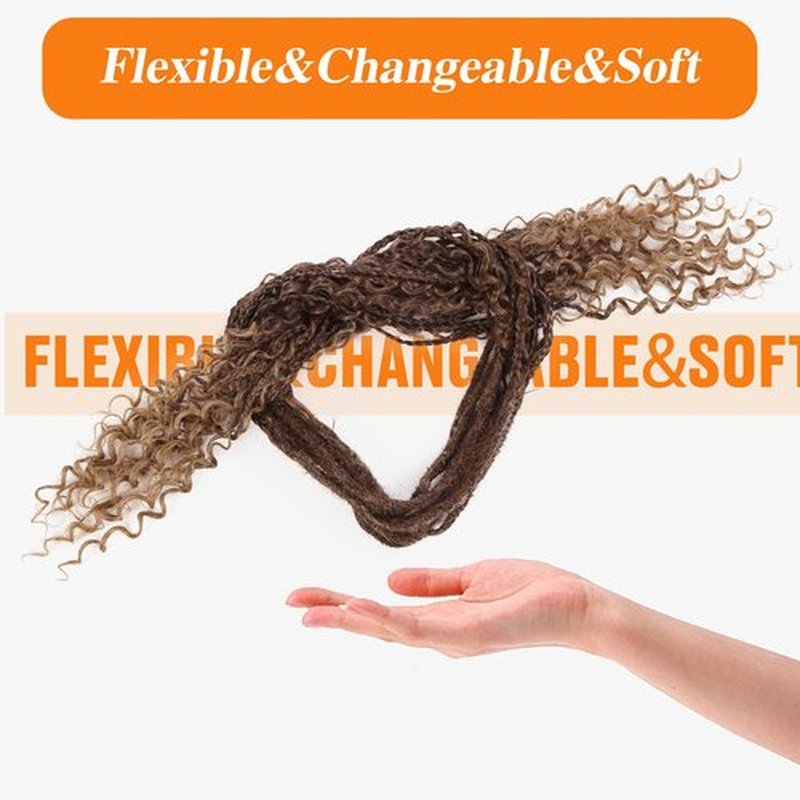 HANNE 24 Inch Boho Dreadlock Extensions for Women Handmade Synthetic Dreadlock Extensions Curly End Boho Box Braids Crochet Soft Braided in Boho Dreadlocks (10 Strands/Pack MT4/27)
