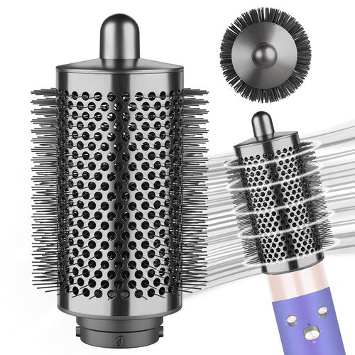 YTCHYYSK Large Round Volumizing Brush (Metal Gray) Compatible with Dyson Airwrap, Fluff up and Volumize for Styling, Hair Brush Attachment for Salon-Quality Results, 1 Count, Curly Hair, Unisex