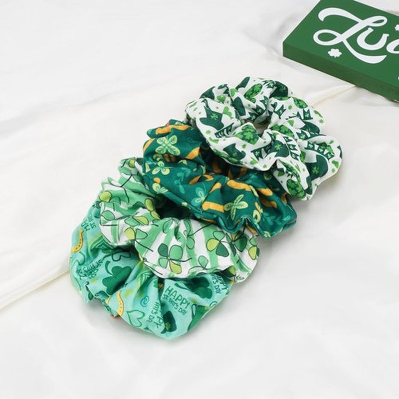 Jocbean St Patrick's Day Hair Scrunchies Ponytail Holders Irish Green Hair Ties for Women