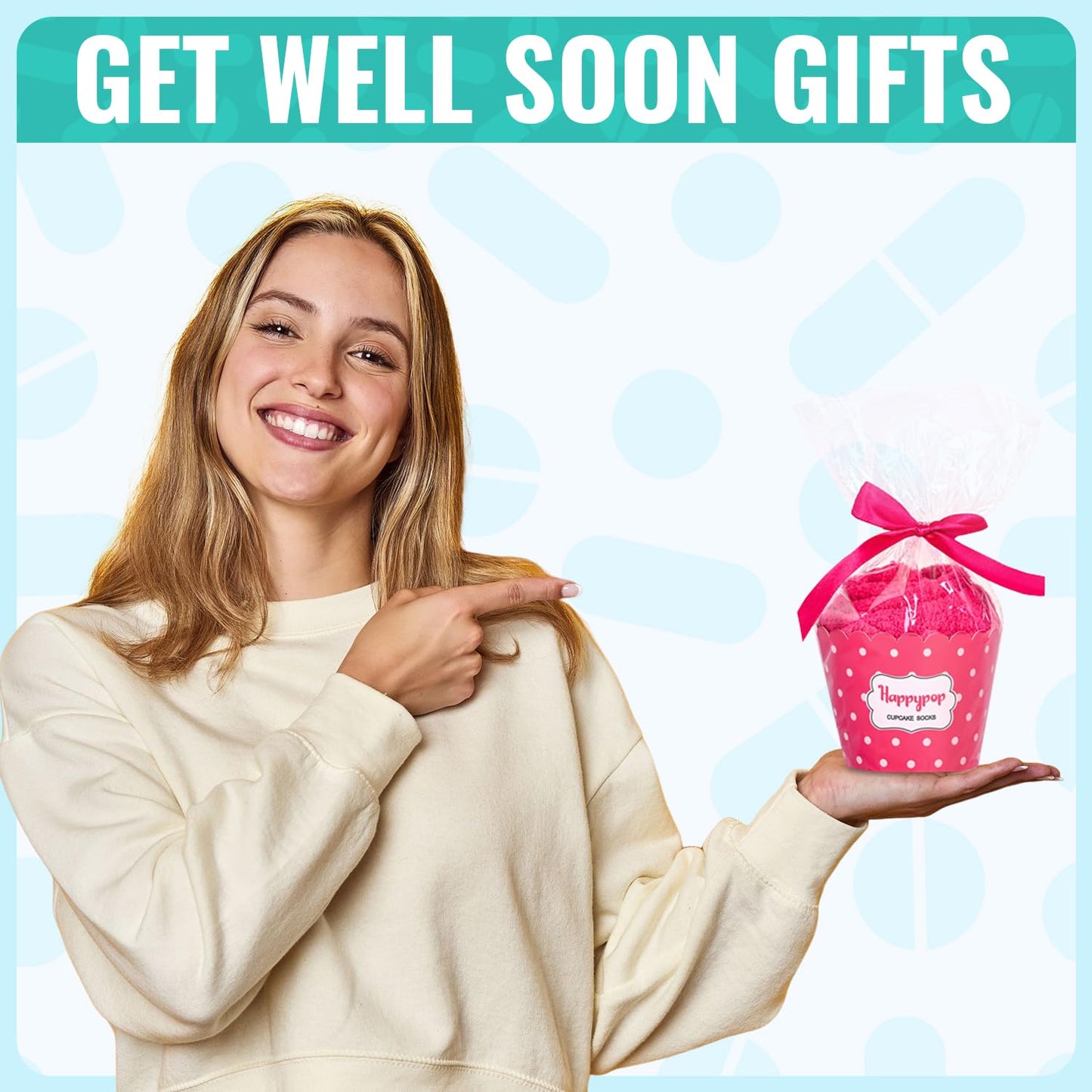 HAPPYPOP Inspirational Chemo Cancer Gifts - Women Breast Cancer Awareness Socks for Survivors, Comfort Chemo Care Gift Ideas for Patients Female Pink