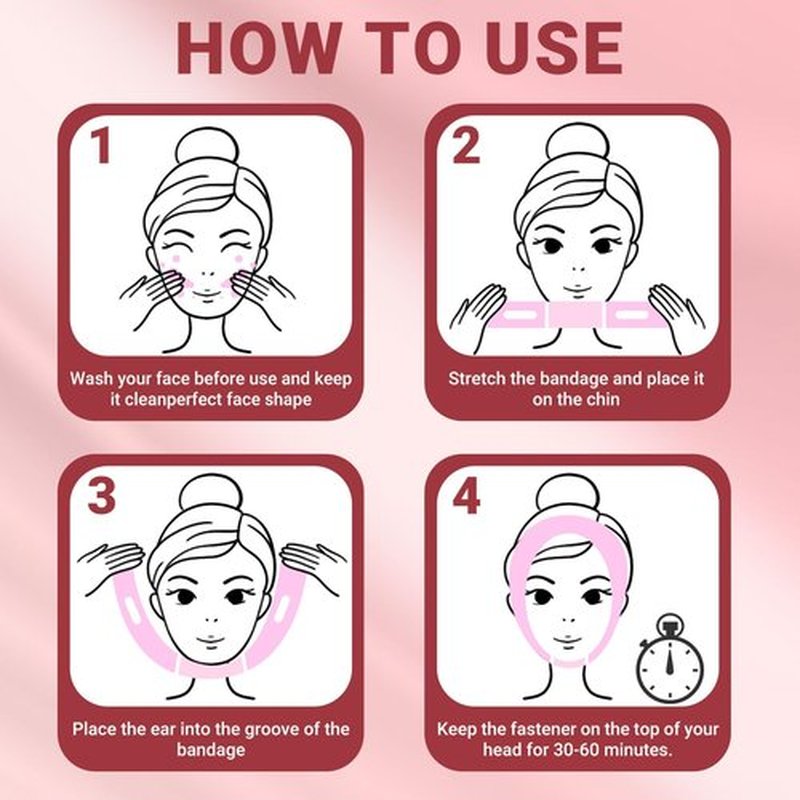 Juskaa Reusable V Line Lifting Mask with Chin Strap for Sleeping,Face Lift Prevent Sagging, Jaw Exerciser,light pink,M
