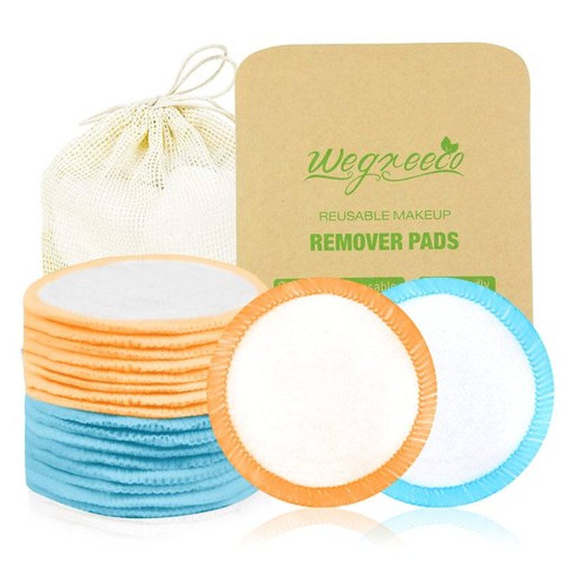 wegreeco Cotton Rounds Reusable - 16 Pack Reusable Makeup Remover Pads - Cotton Cloth for Removing Makeup - Reusable Facial Pads Cotton Rounds (Velour, Graceful)