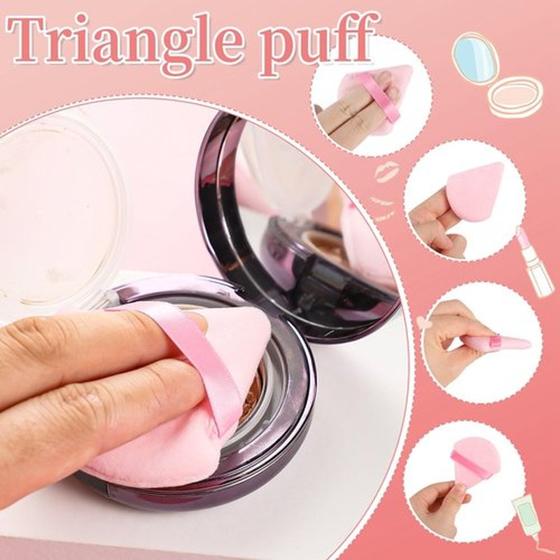 Pimoys 6 Pieces Pink Powder Puff Face Soft Triangle for Loose Powder, Velour Makeup Sponge Set Setting Powder Puff Beauty Makeup Tools