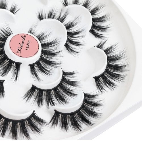 Veleasha Lashes 5D Faux Mink Lashes Fluffy False Eyelashes Handmade Eye Lashes Wispy Lightweight Fake Lashes Luxurious Volume Fake Eyelashes 7 Pairs Pack (Dubai)