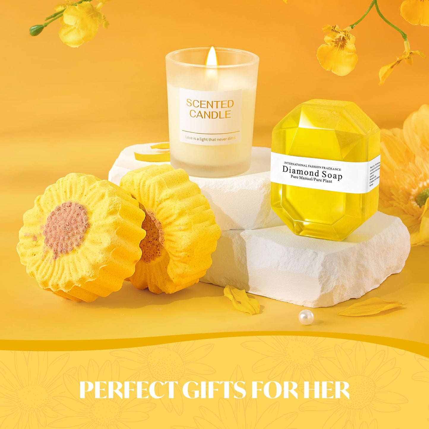 Briney Gift Baskets for Women, Mothers Day Gifts for Friends, Yellow Birthday Valentines Women Day Easter Present Sunflower Care Package Spa Basket for Girlfriend Wife Mom Sister