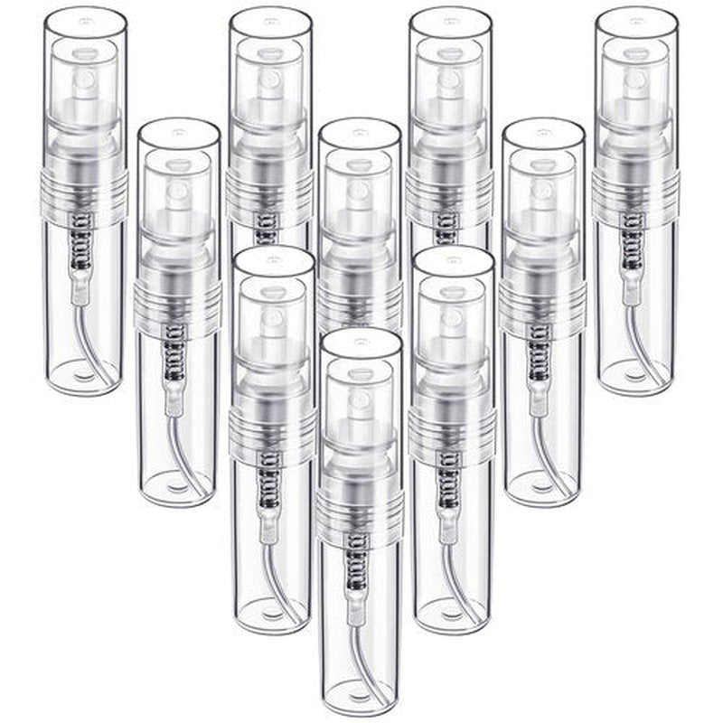 Fandamei Mini Spray Bottle, 10 Pack 2ml Mini Plastic Spray Bottle Empty, Fine Mist Refillable Mini Perfume Bottle, Small Perfume Spray Bottle, Tiny Plastic Portable Travel Bottle, Clear