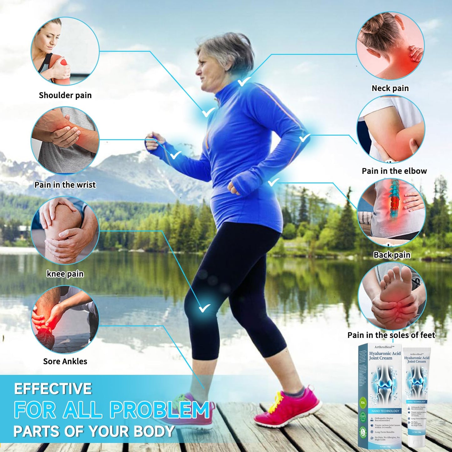 ArthroHeal Hyaluronic Acid Joint Repair Cream,Hyaluronic Acid Joint and Bone Cream for Arthritis, ArthroHeal Arthritis Cream, Effective Relief for Back, Neck, Hands, Kneel (1 Pack)