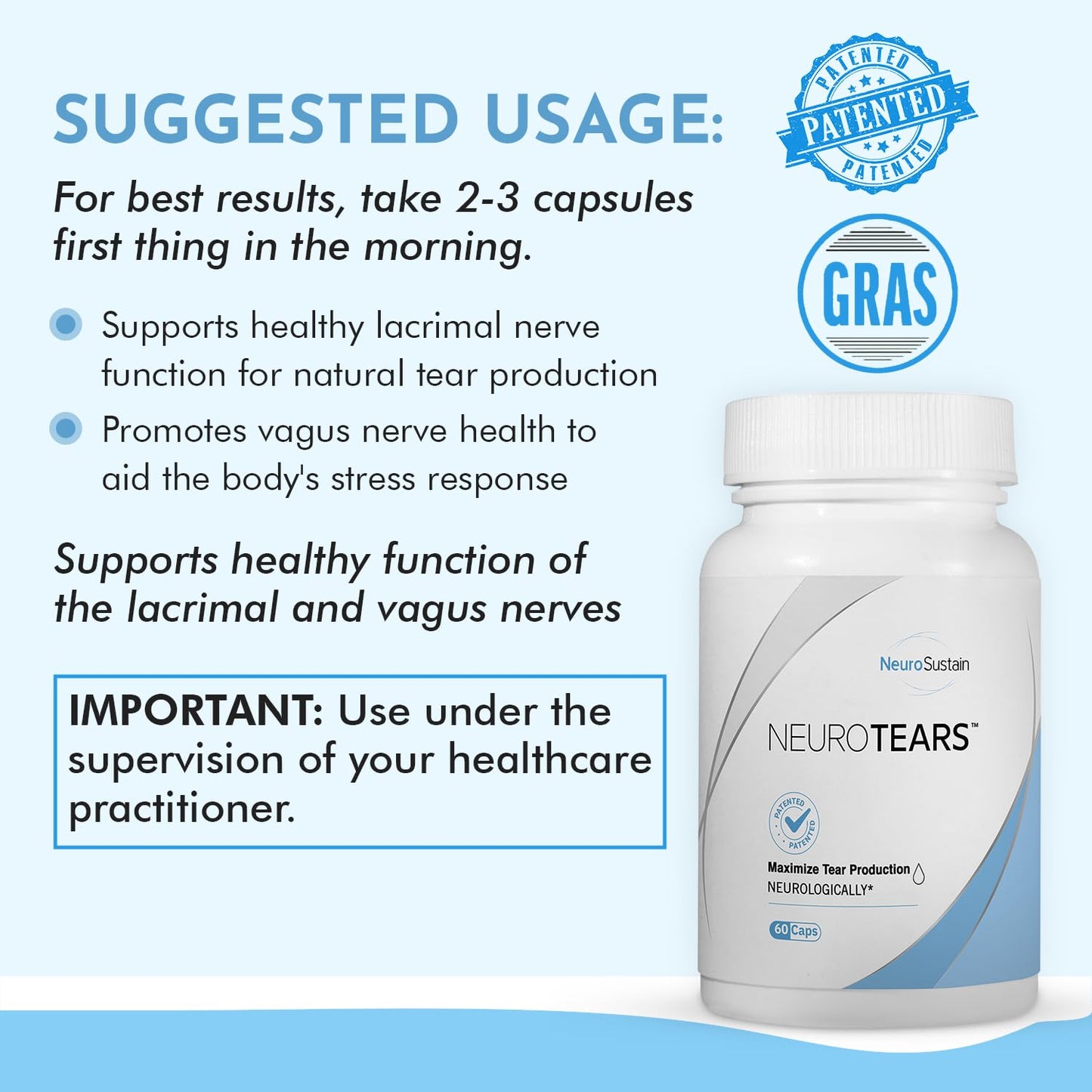 NeuroTears Tear Support Supplement – Maximize Tear Production Neurologically - Support Brain & Eye Health