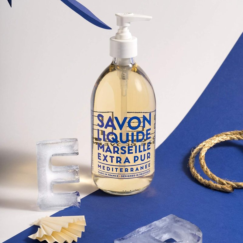 Compagnie de Provence Liquid Marseille Soap - Extra Pure Mediterranean Sea - 16.7 Fl Oz Glass Pump & 33.8 Fl Oz Refill