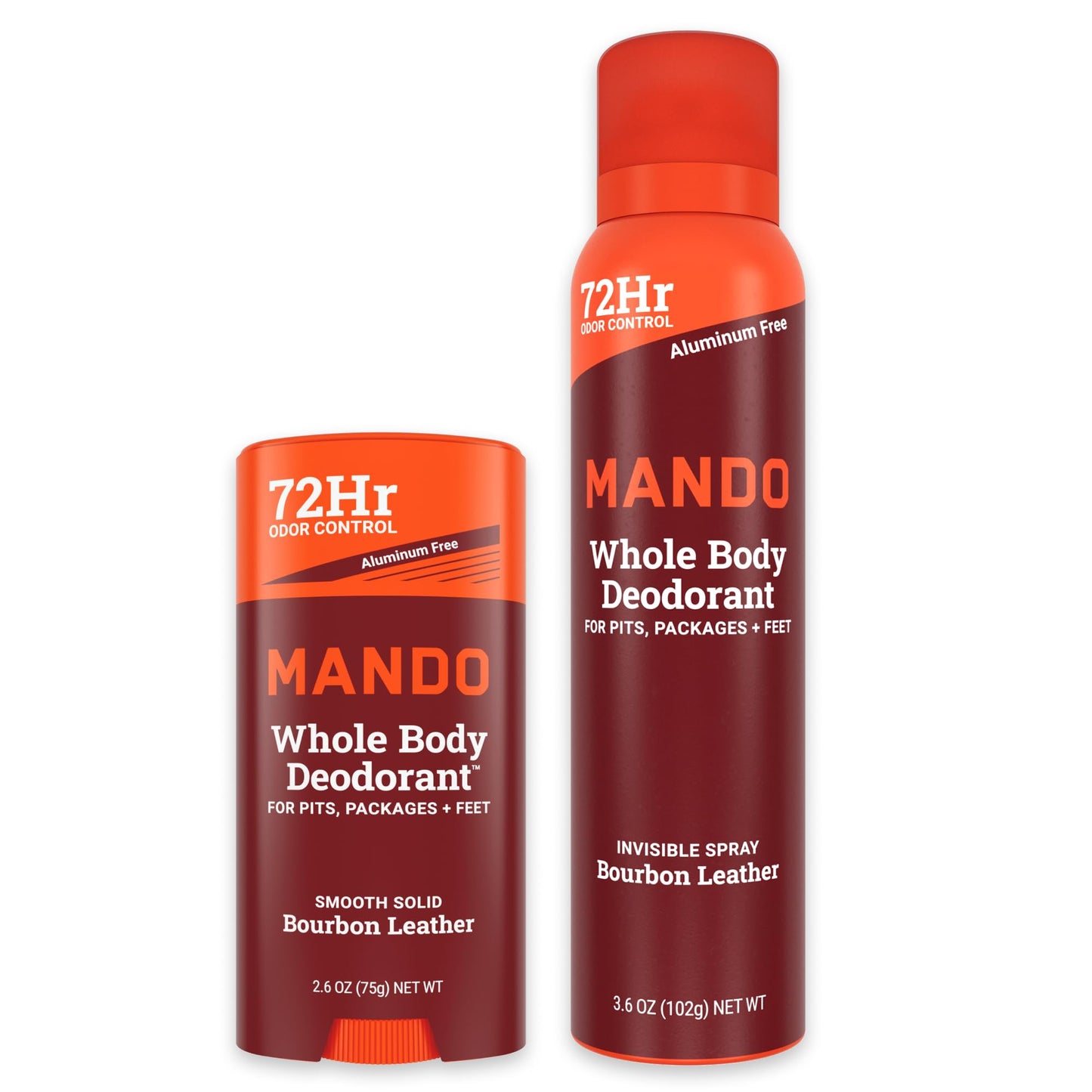 Mando Whole Body Deodorant - Stick and Spray - 2 pc Bundle - Bourbon