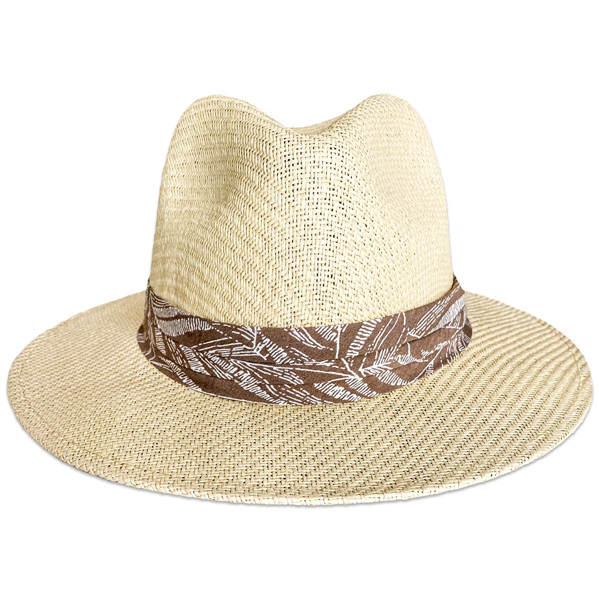 Panama Jack Mens Straw Safari Sun Hat - Lightweight, 3-Pleat Ribbon Band Brown