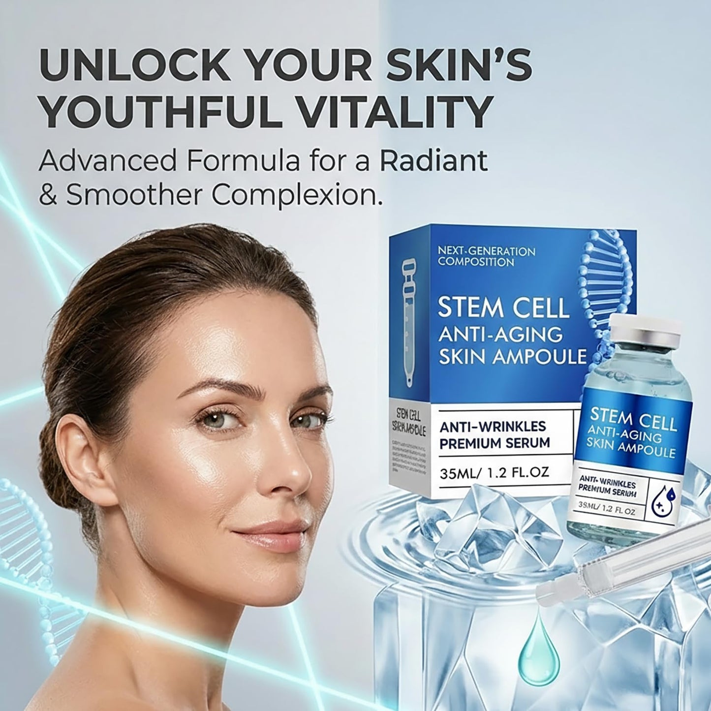 Stem Cell Serum for Face, with Collagen Formula, for a Youthful Glow