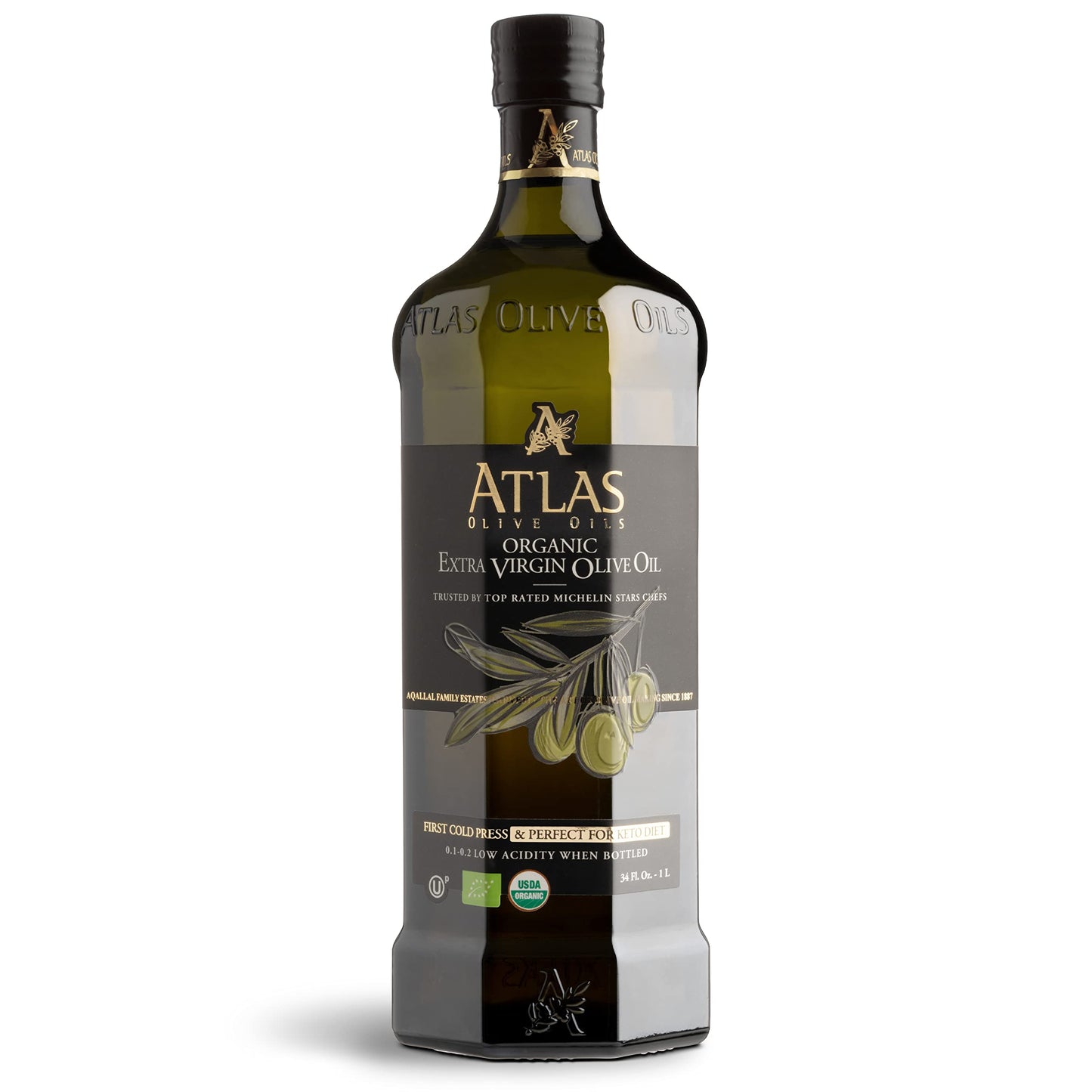 Atlas Organic Extra Virgin Olive Oil, Moroccan, High Polyphenol, 1 L