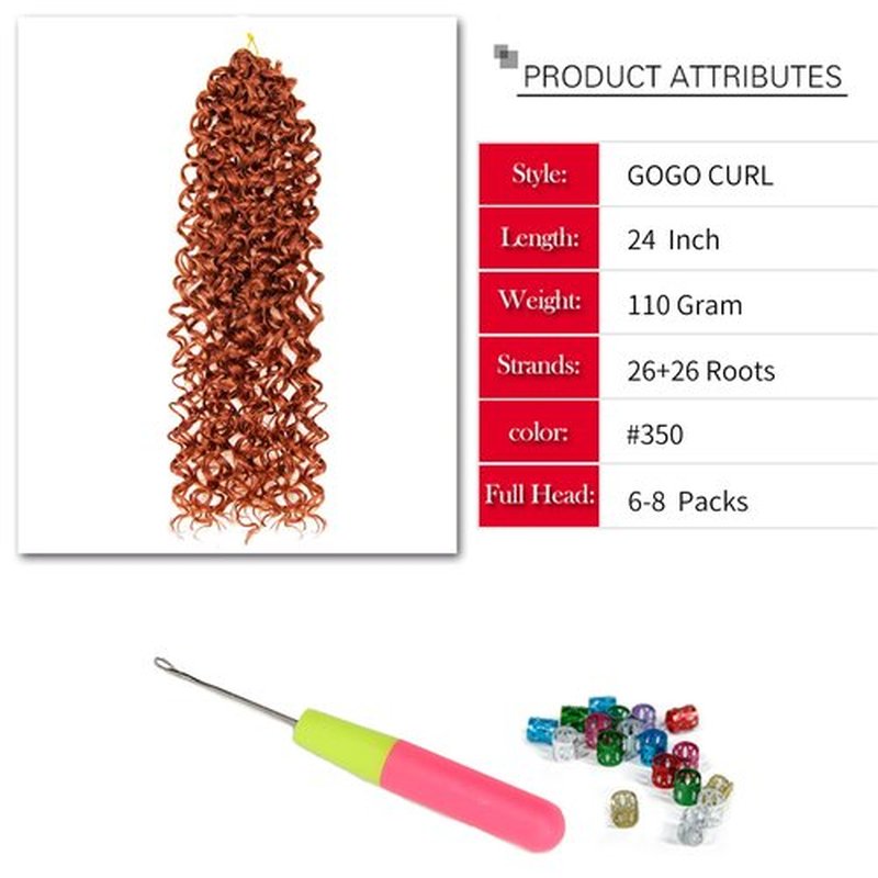 GoGo Curl Crochet hair 24inch Water Wave Crochet hair Ombre Synthetic Bohemian Crochet Braid Deep Wave Braiding hair Extensions (350, 24inch)