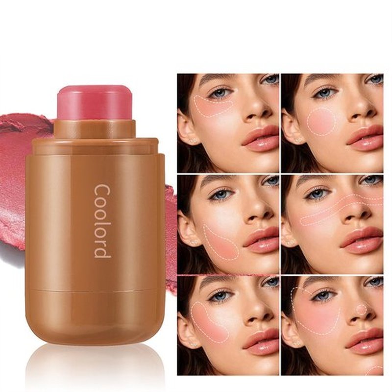 Pocket Blush Stick,Cream Blush Stick,3-In-1 Buildable Natural Blush Stick for Cheek, Eyes, Lips,Long Lasting Lightweight Blendable Blush for cheeks,Non-Greasy (06, #)