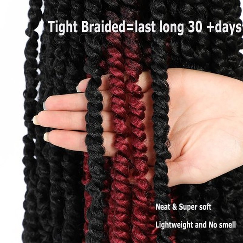 Ombre Passion twist hair 18 inch 9 Packs -Mixed Color Combo Pack (7 packs 1B+2 packs T1B/Bug), Super Soft and Bouncy Pre Twisted Passion Twist Braided Crochets Hair for Black Women Kids (18" 1B+TBug)