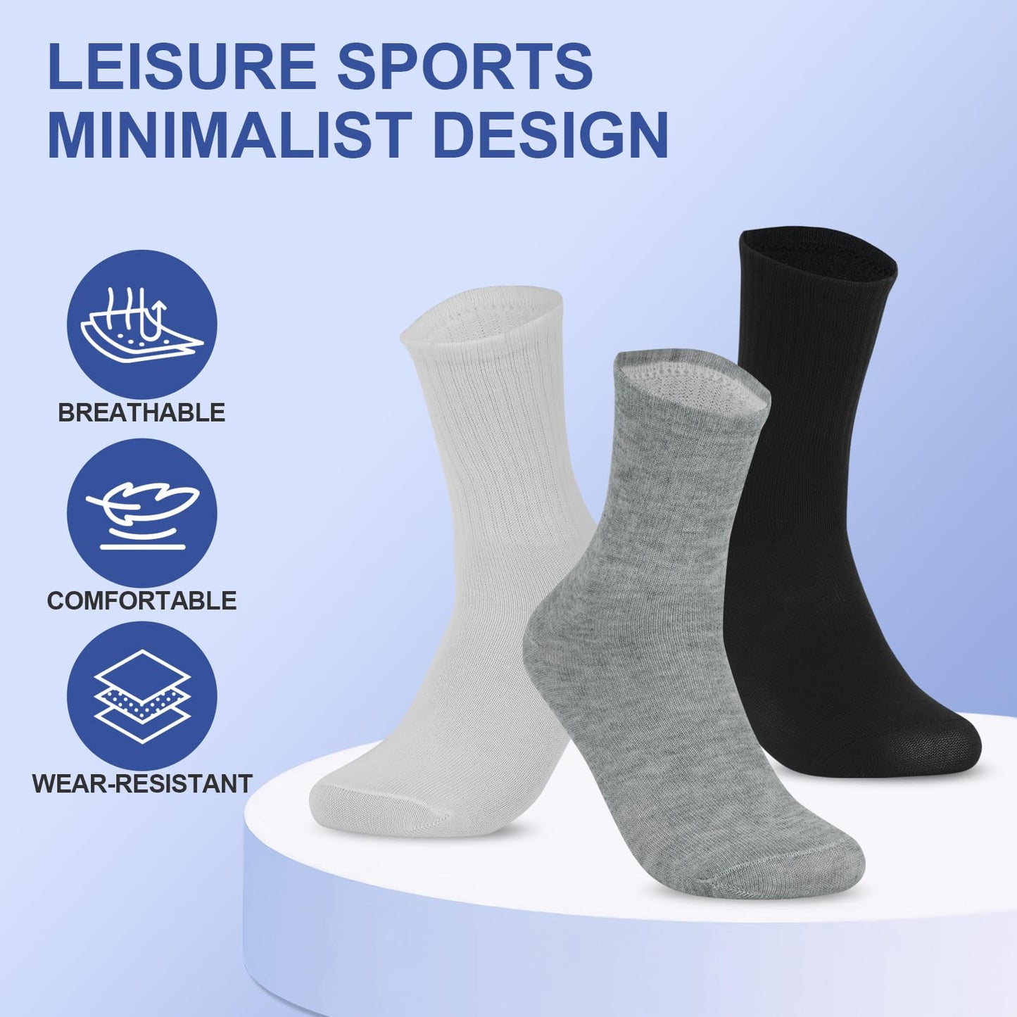 120 Pairs Crew Socks Bulk Athletic Sport Casual Boot Breathable Long Socks for Men Women Unisex