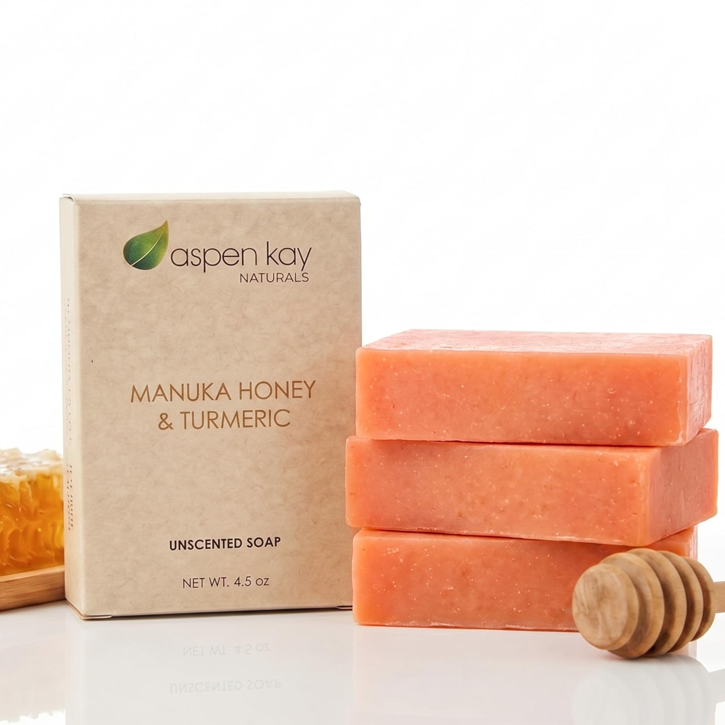 Manuka Honey & Turmeric Soap with Organic Aloe Vera & Shea Butter. 3 Pack