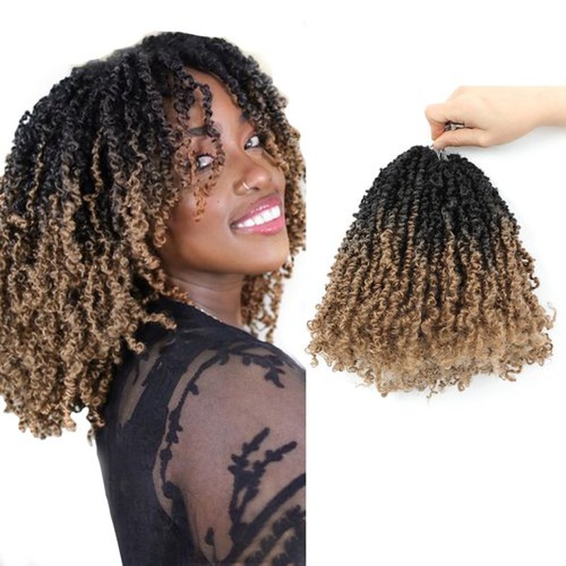 Yanky Twist Crochet Hair 8 Inch Crochet Yanky Twist Pre Looped Crochet Hair 8 Packs Spring Mini Twist Crochet Hair Extensions 1B/27 Bohemian Passion Twist Hair for Black Women
