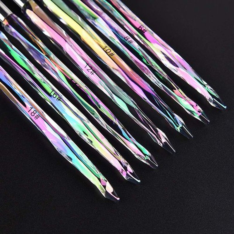 Rolabling Nail Art Brush Acrylic Brush Nail Pen with Symphony Diamond Handle Manicure Design Nail Art Tool (Set-1)