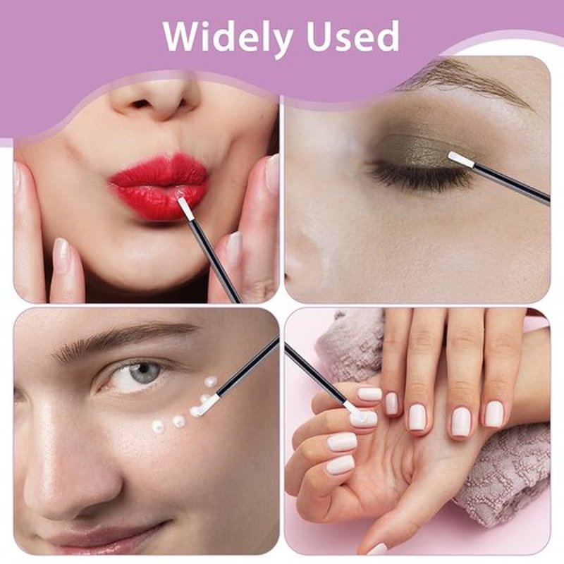 100 Pcs Disposable Makeup Lip Brushes Nail Polish Brushes Black Lipstick Applicators PYO Cookie Paint Brushes Lipstick Lip Gloss Wands Nail Polish Brush Multifunctional Makeup Brushes for Women