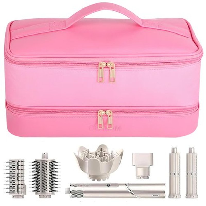 GENCAM Double-Layer Airwrap Travel Case for Shark Flexstyle, Carrying Case for Shark 430/440 Flexstyle, Travel Bag for Shark Flexstyle/Dyson Airwrap Styler and Attachments (rose red)