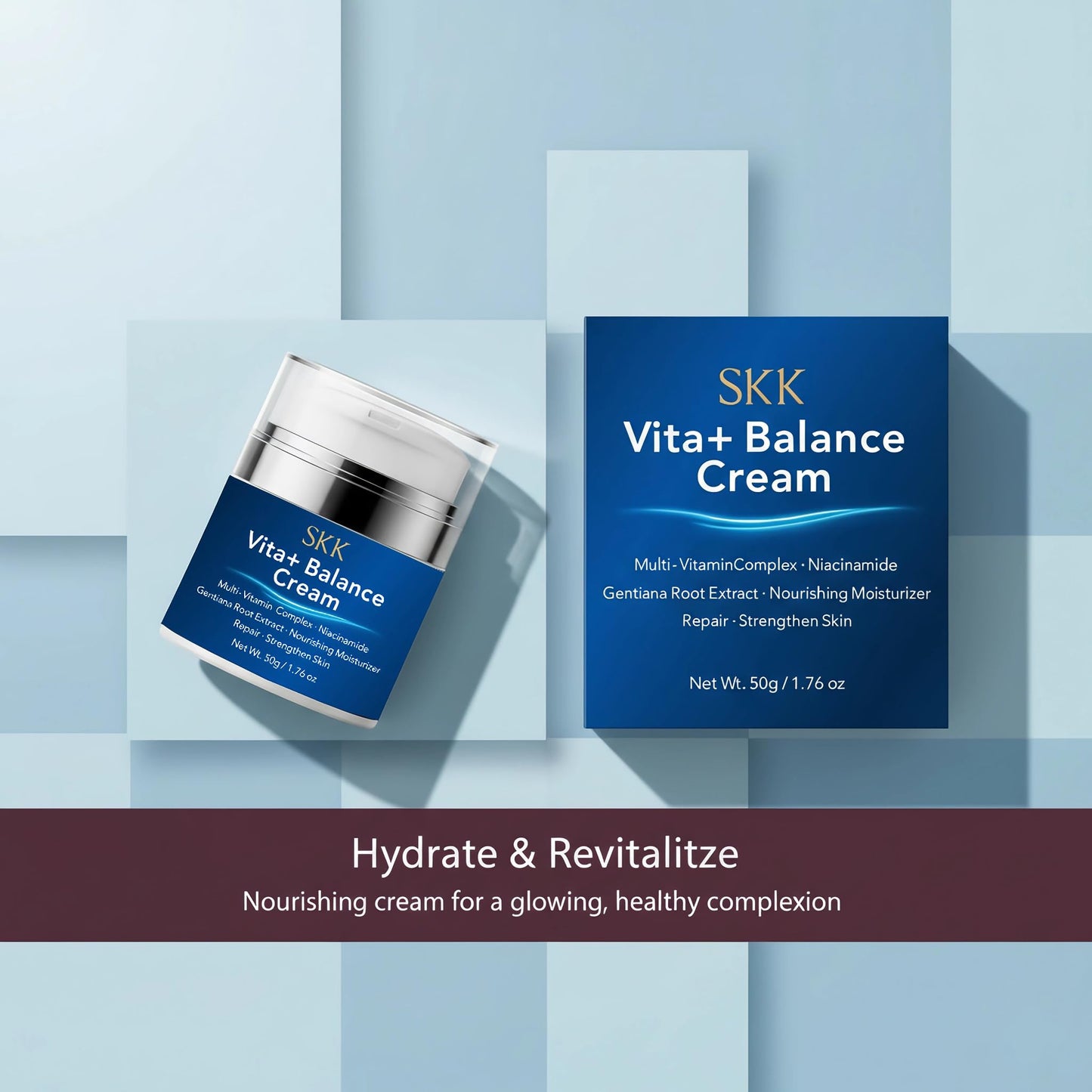 Vitamin C Serum & Collagen Face Cream Set for Face, 2-Step Skincare