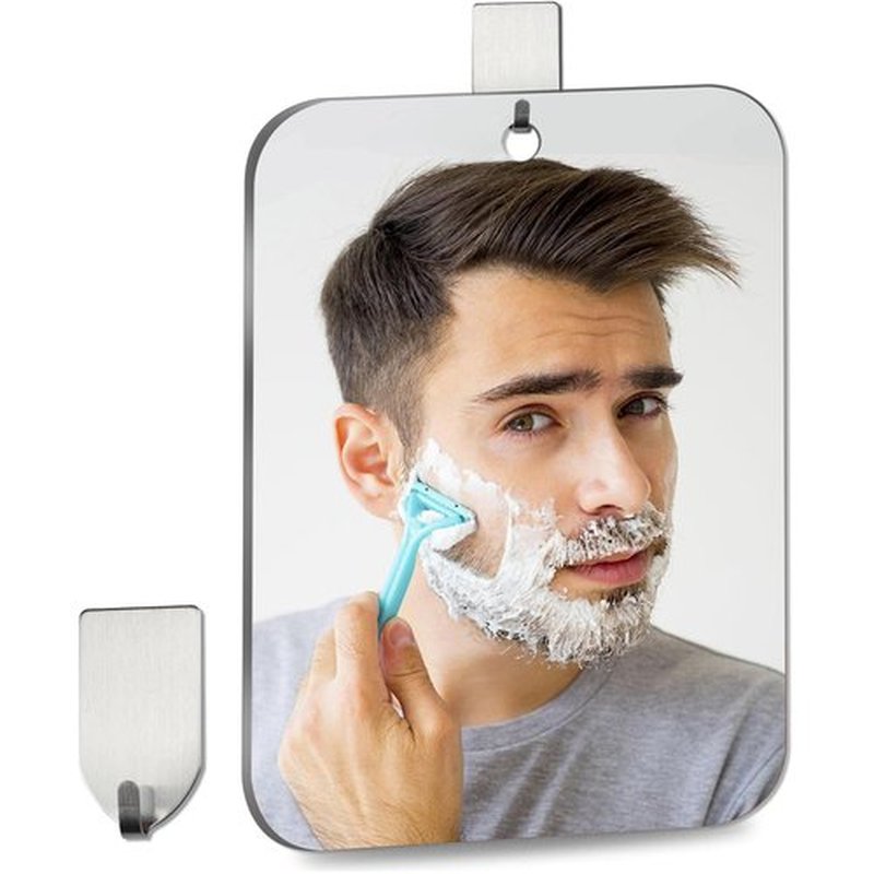 Shower Mirror Fogless for Shaving, Medium 8 x 5.5 in Mirror for Wall Hanging, Frameless Portable Travel Camping Mirrors Shatterproof Handheld Locker Shave Mirror Makeup Plastic Anti Fog Free Bathroom