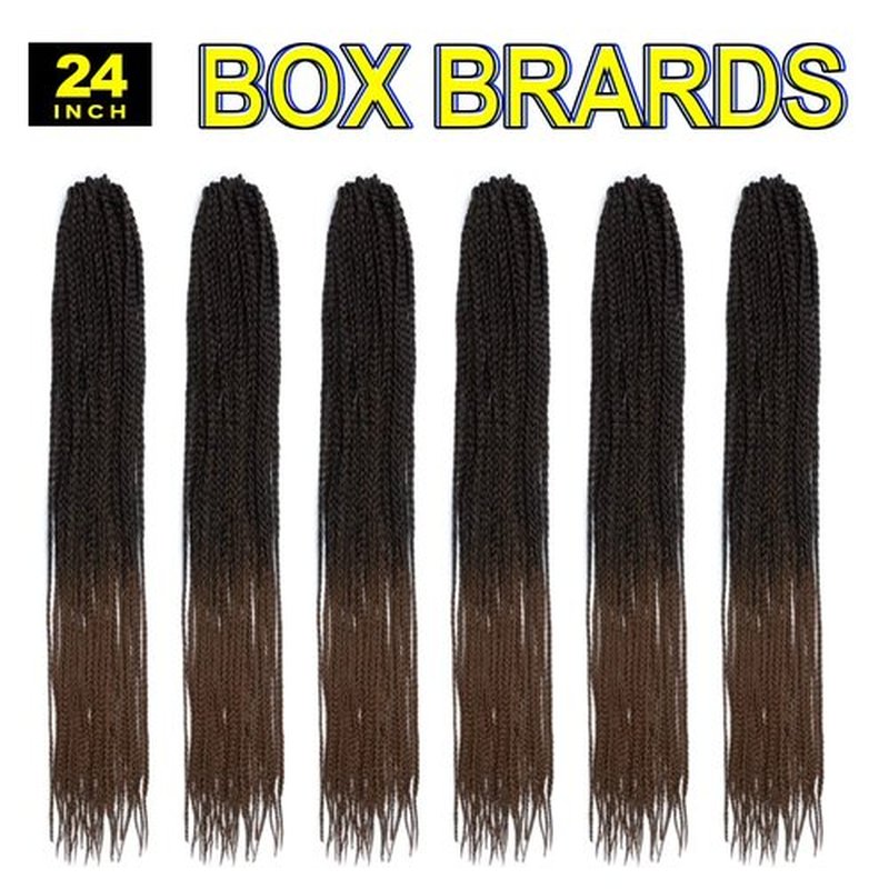 KGBFASS Box Braids Crochet Hair Extensions Ombre Brown Long Pre-looped Goddess Braiding Crochet Hair 24inch Synthetic Medium 3X Box Braiding Hair for Black Women(1B/30#)